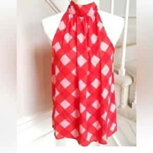 “J Crew”Gingham Halter Top with Tie Neckline in back Size 4